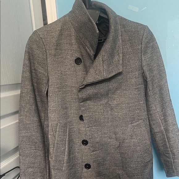 Zara Other - Zara Men's Gray Wool-Blend Asymmetrical Pea Coat